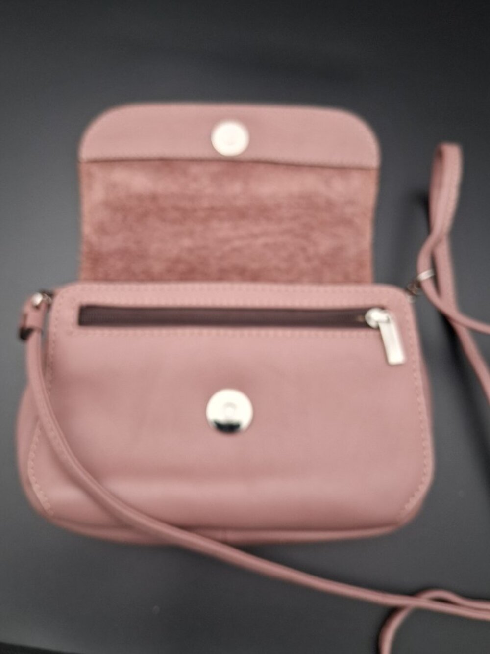 Gianni Conti Dusty Pink Leather Mini Crossbody Bag Detachable Leather Strap - Picture 7 of 8